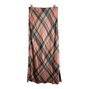Vineyard Vines Plaid Satin Midi Slip Skirt Size Small